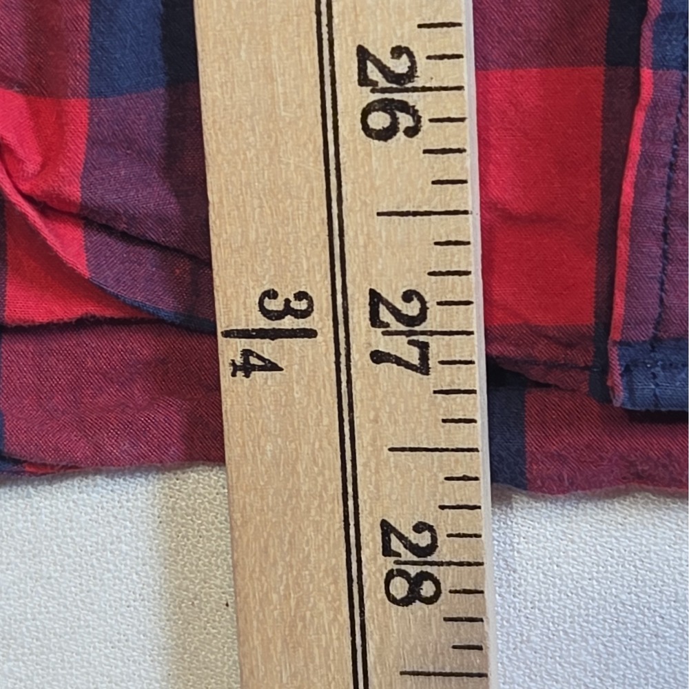 American Eagle Outfitters Mens Large Red Navy Buffalo Plaid Button Down Shirt - Picture 5 of 12